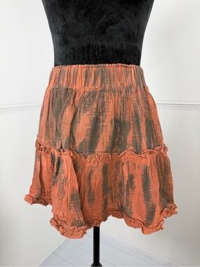 NWT Olivaceous Tie Dye Ruffle Gauze Mini Skirt Size Small